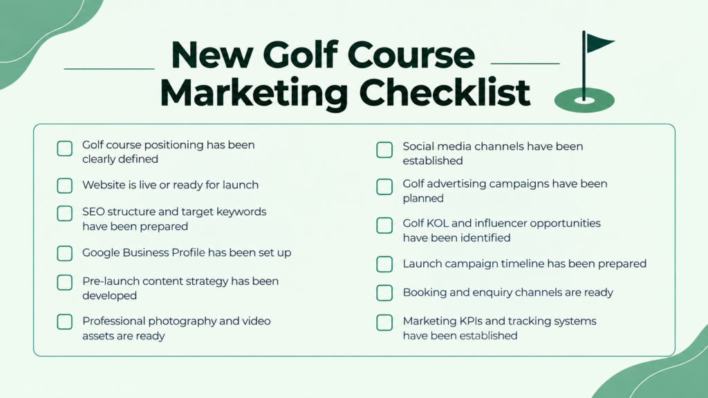 New golf course marketing checklist