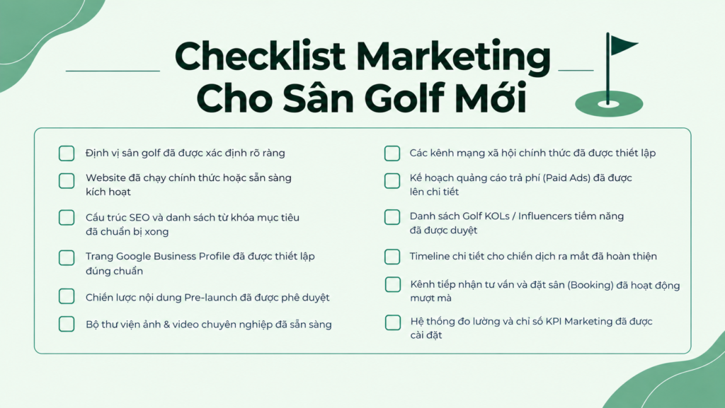 Checklist Marketing cho sân golf mới 