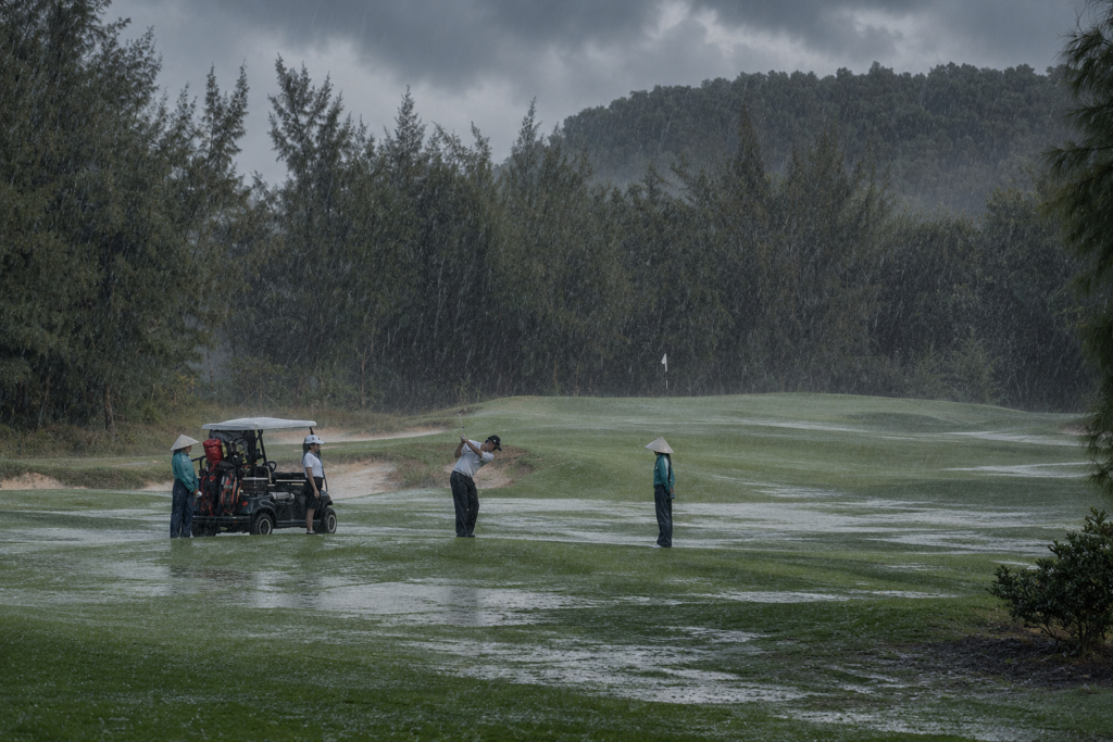 Asia Golf Journey - Vietnam's Golf Peak Season - Raining in a golf course in Central Vietnam 